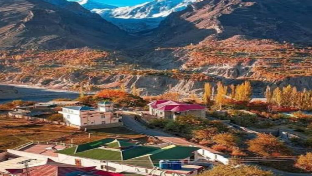 Hunza Valley scenic view with Rakaposhi mountain and Karimabad village in Gilgit Baltistan Pakistan