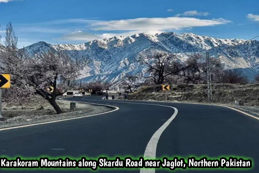 Breathtaking view of Karakoram Mountains along Skardu Road near Jaglot, Northern Pakistan"