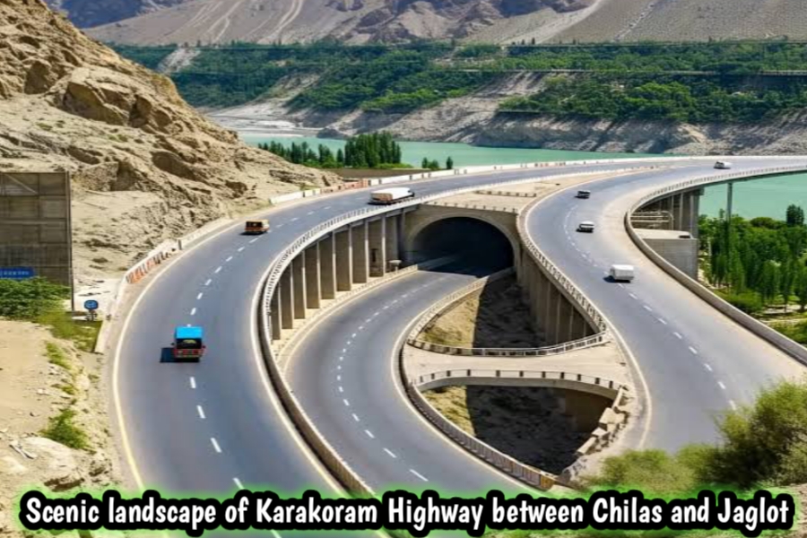 Scenic landscape of Karakoram Highway between Chilas and Jaglot