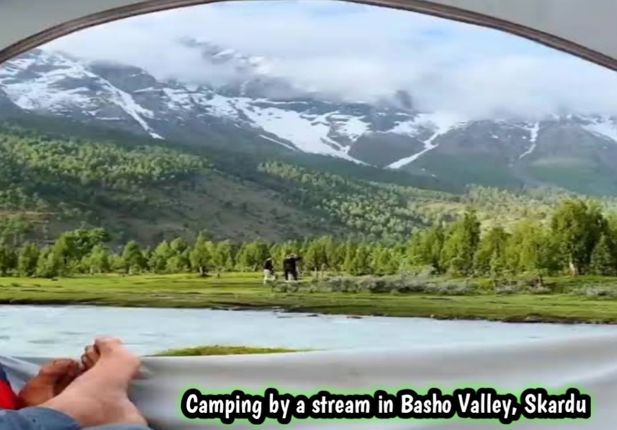 Camping by a stream in Basho Valley, Skardu