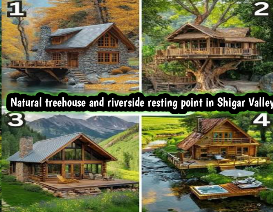 Natural treehouse and riverside resting point in Shigar Valley