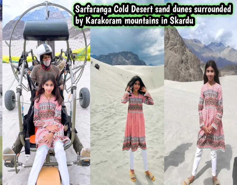 Sarfaranga Cold Desert sand dunes surrounded by Karakoram mountains in Skardu