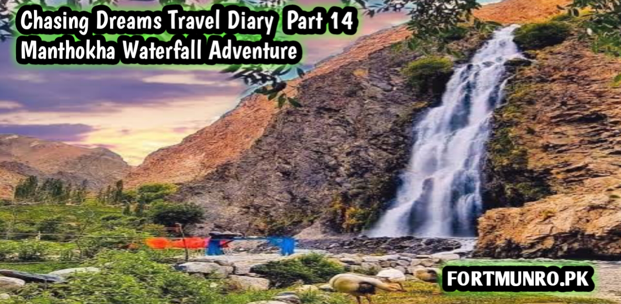Manthokha Waterfall surrounded by mountains in Baltistan