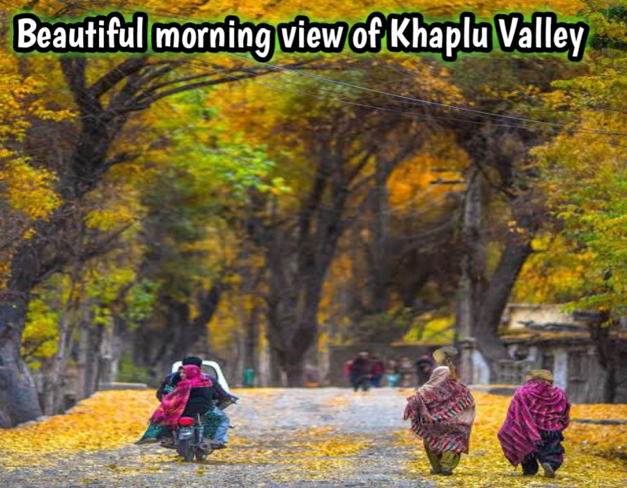 Beautiful morning view of Khaplu Valley with mountains and Shyok River