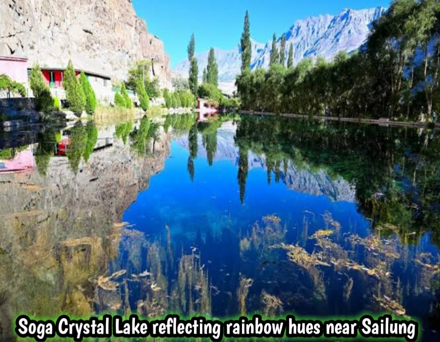 Soga Crystal Lake reflecting rainbow hues near Sailung