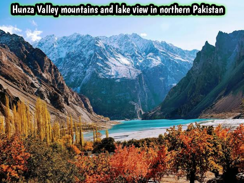 Hunza Valley mountains and lake view in northern Pakistan