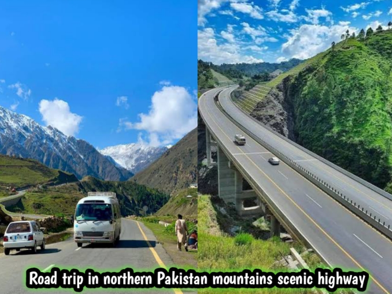 Road trip in northern Pakistan mountains scenic highway