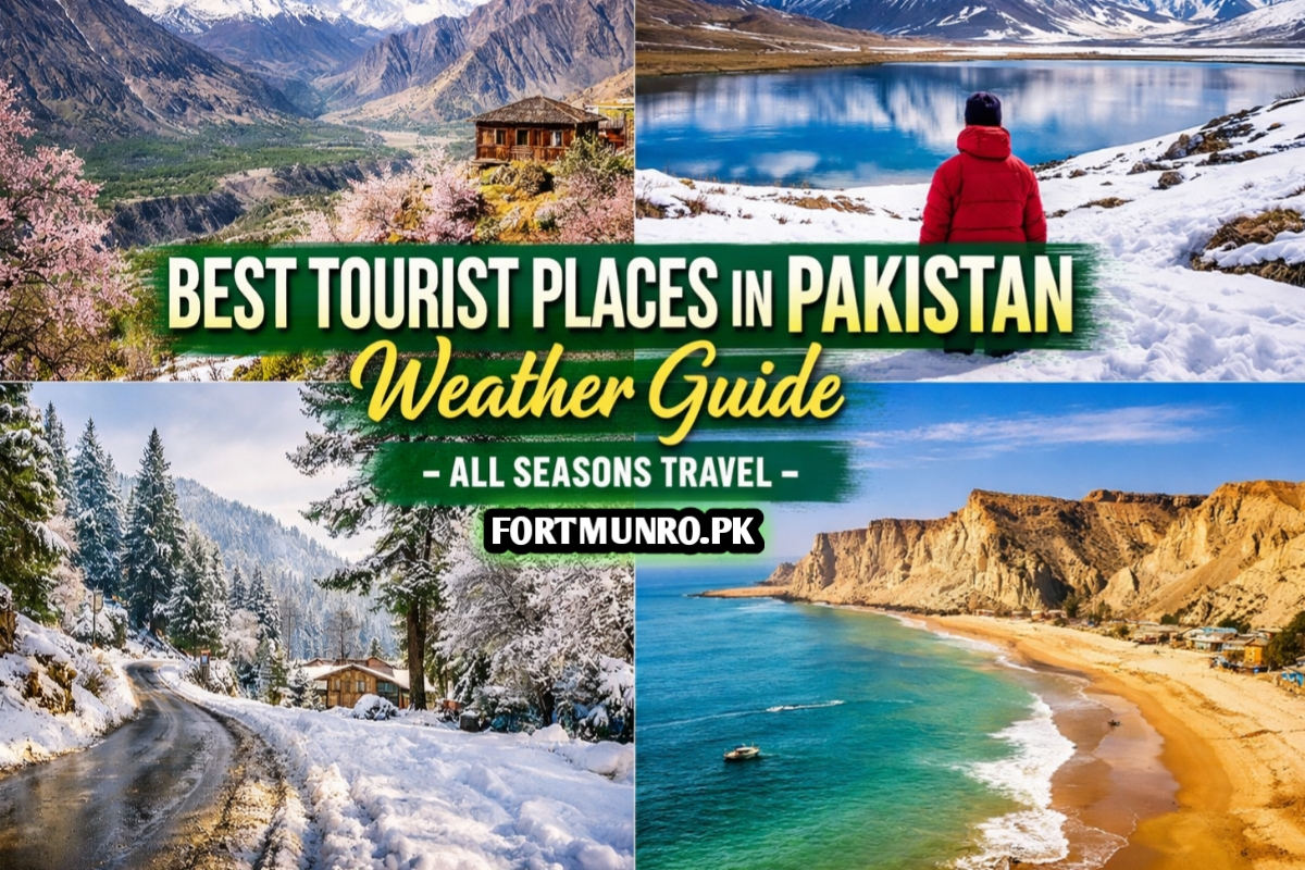 Best tourist places in Pakistan weather guide showing Hunza, Skardu, Murree, Swat and Gwadar travel destinations in all seasons