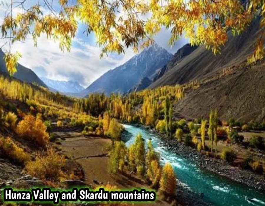 Hunza Valley and Skardu mountains covered with snow and greenery in different seasons