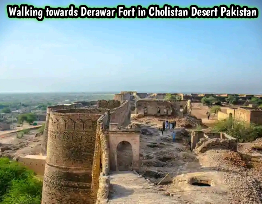 Walking towards Derawar Fort in Cholistan Desert Pakistan