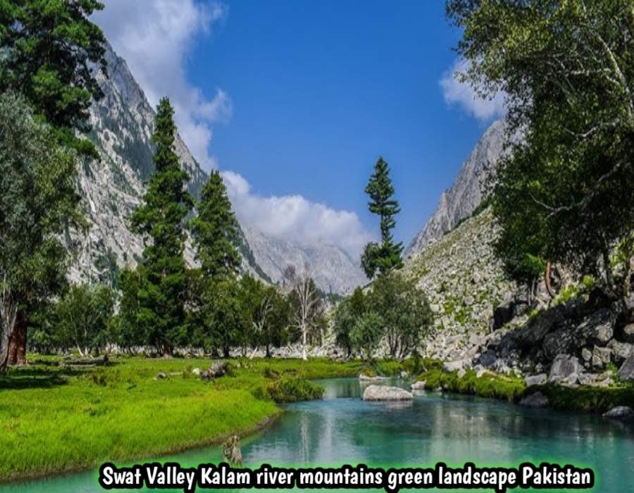 Swat Valley Kalam river mountains green landscape Pakistan