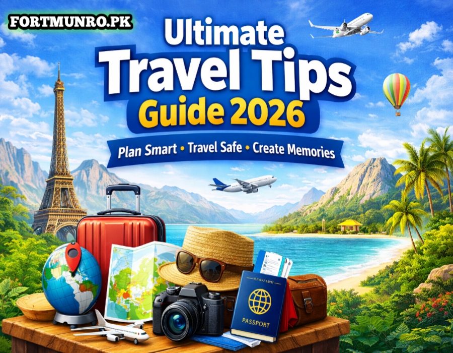 Ultimate travel tips guide 2026 with travel safety, planning, insurance and smart travel essentials illustration
