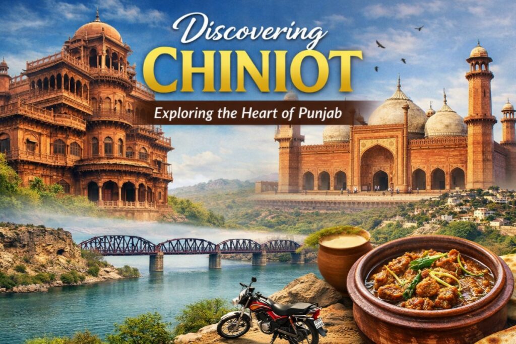 Chiniot travel guide featuring Umar Hayat Palace, Shahi Mosque, Chenab River and Kunna Gosht Punjab Pakistan
