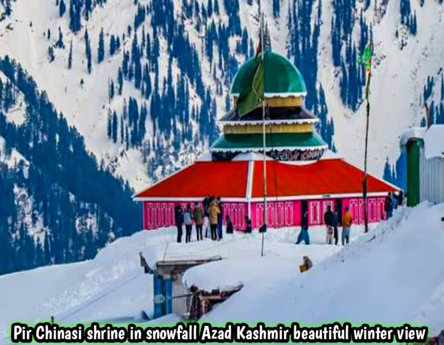 Pir Chinasi shrine in snowfall Azad Kashmir beautiful winter view