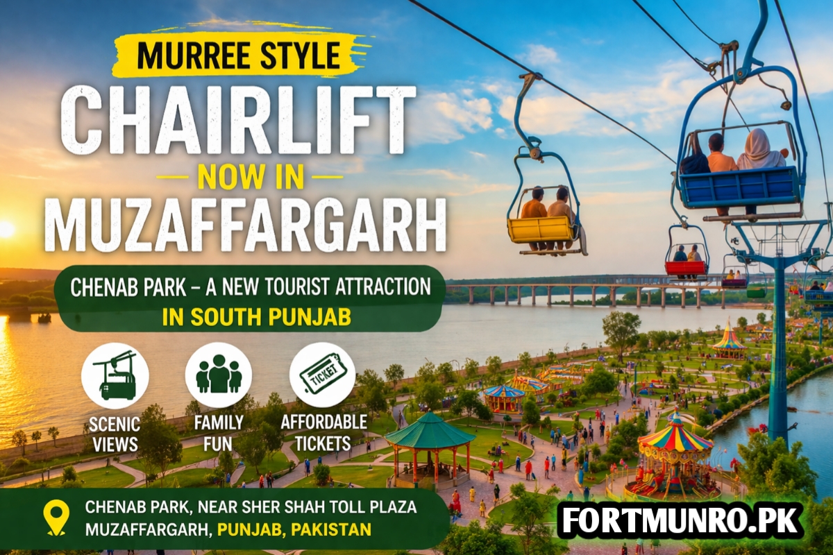 Chenab Park Muzaffargarh chairlift view over Chenab River South Punjab Pakistan