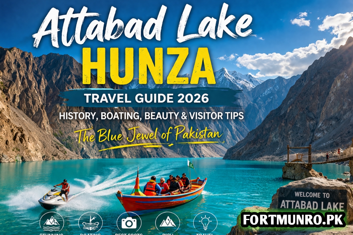 Attabad Lake Hunza travel guide 2026 featuring turquoise water, mountains, boating and scenic views