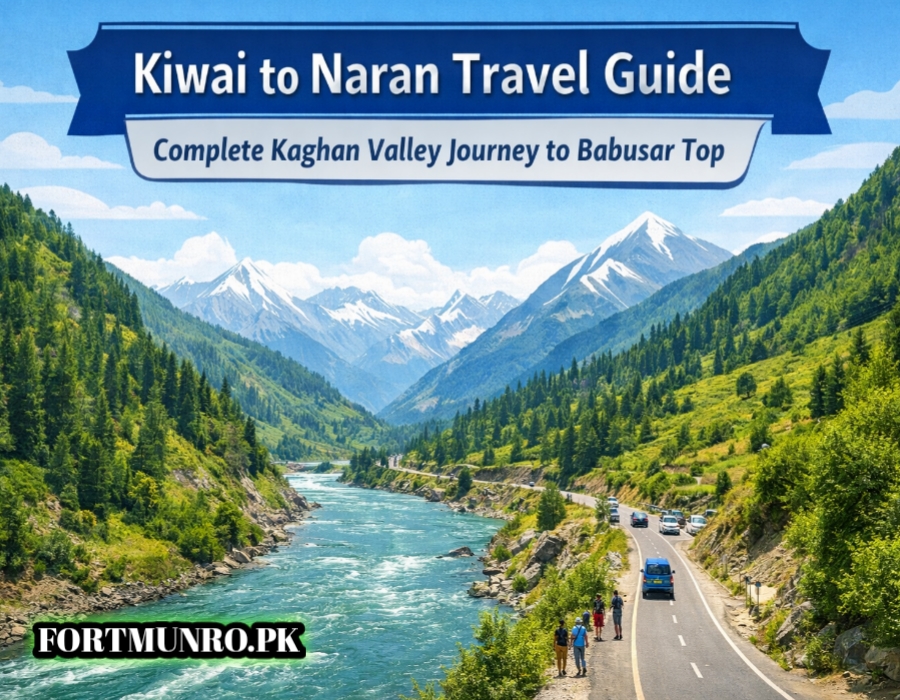 Scenic Kaghan Valley road from Kiwai to Naran with river and green mountains