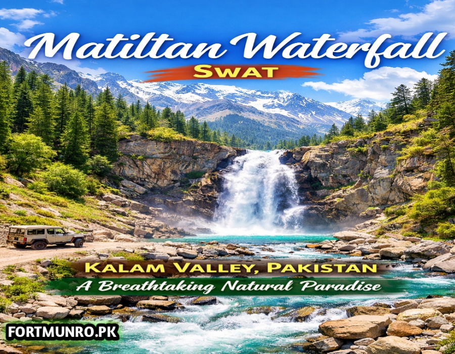 Matiltan Waterfall Kalam Swat scenic view with mountains and river