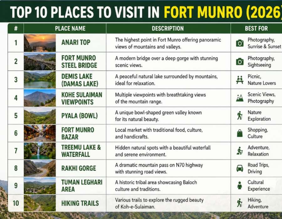 Top 10 places to visit in Fort Munro 2026 table travel guide South Punjab