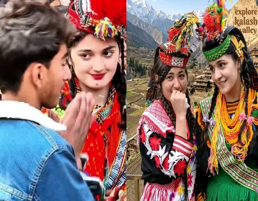 Milk ceremony during Chilam Joshi Festival 2026 where Kalash people distribute milk as a symbol of blessing and prosperity