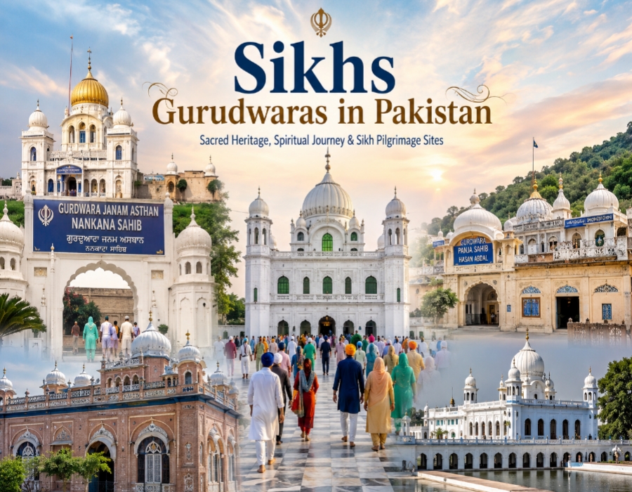 Historic Sikh Gurdwaras in Pakistan featuring Kartarpur Sahib and Nankana Sahib with Sikh pilgrims