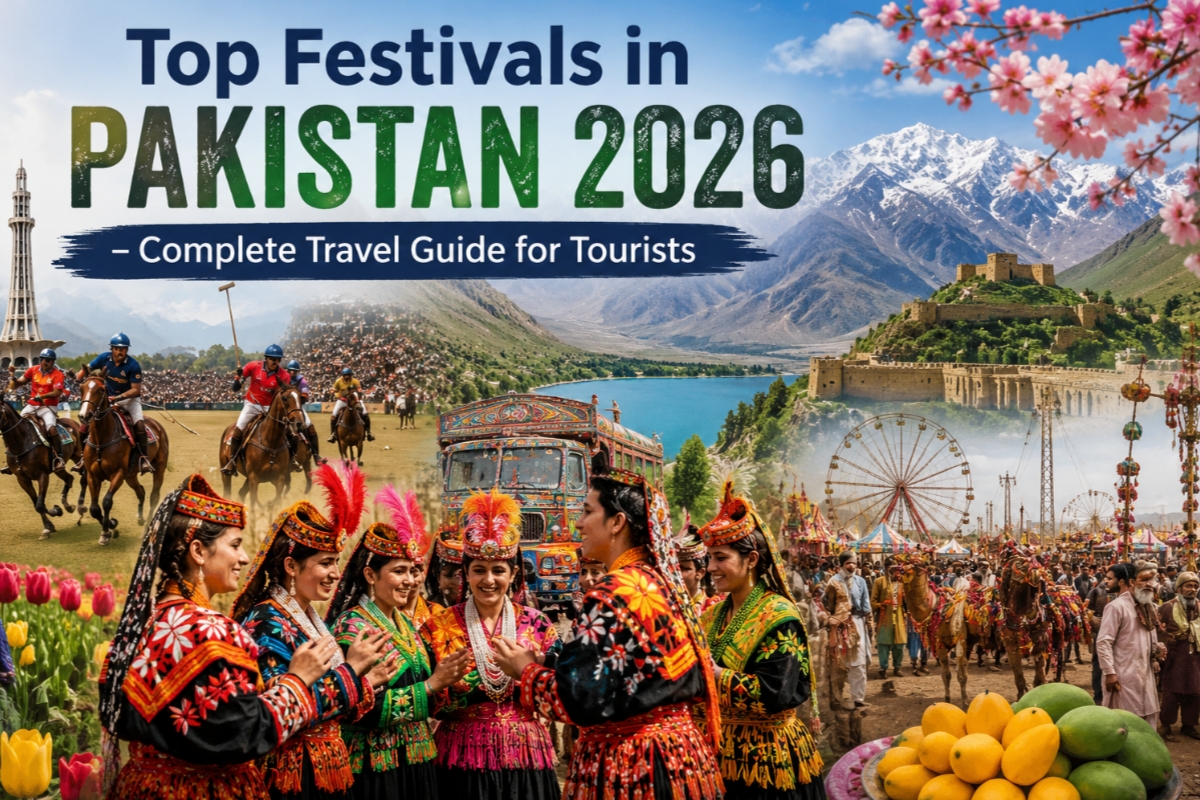 Top Festivals in Pakistan 2026 featuring cultural celebrations, mountains, and traditional events