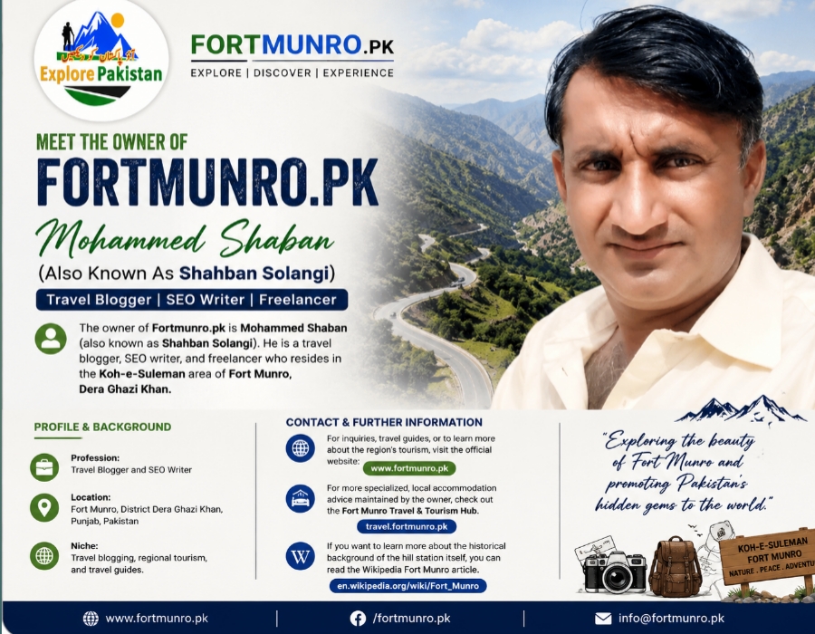 Owner of Fortmunro.pk travel blogger
