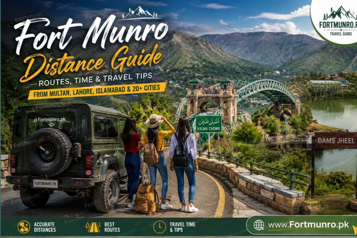 Fort Munro distance travel guide with mountain roads and scenic hill station view in Pakistan