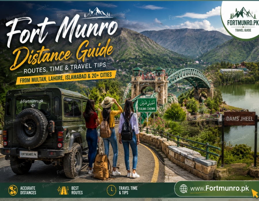 Fort Munro distance travel guide with mountain roads and scenic hill station view in Pakistan