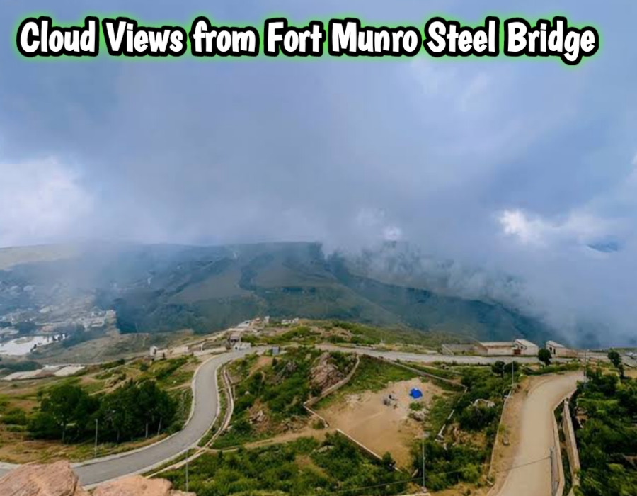 Clouds passing beneath Fort Munro Steel Bridge in Koh-e-Sulaiman mountains