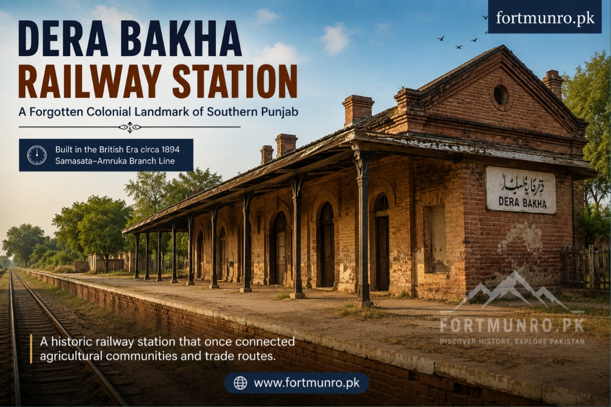 Dera Bakha Railway Station historic colonial railway building in Punjab Pakistan