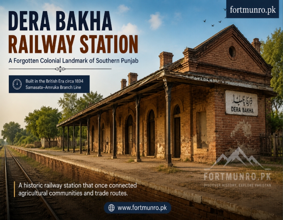 Dera Bakha Railway Station historic colonial railway building in Punjab Pakistan