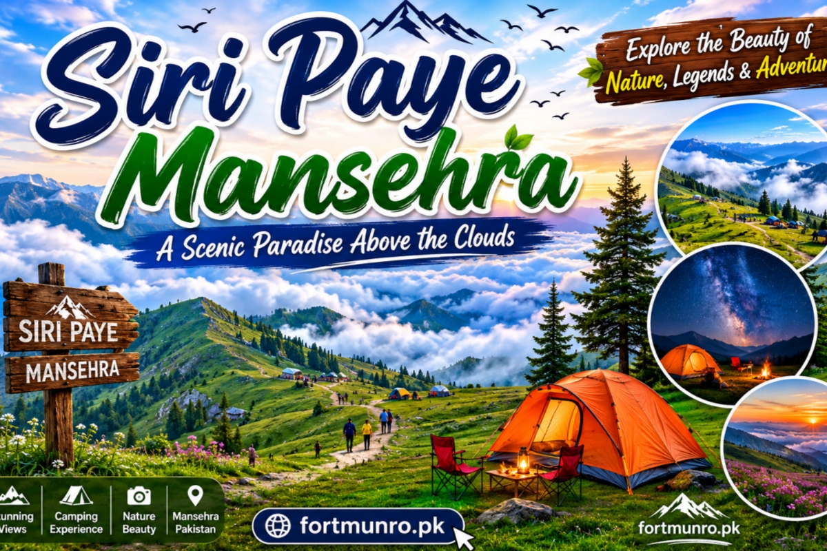 Siri Paye Mansehra cloudy green meadows scenic view Caption: Siri Paye Mansehra – Clouds Dancing Over Green Meadows