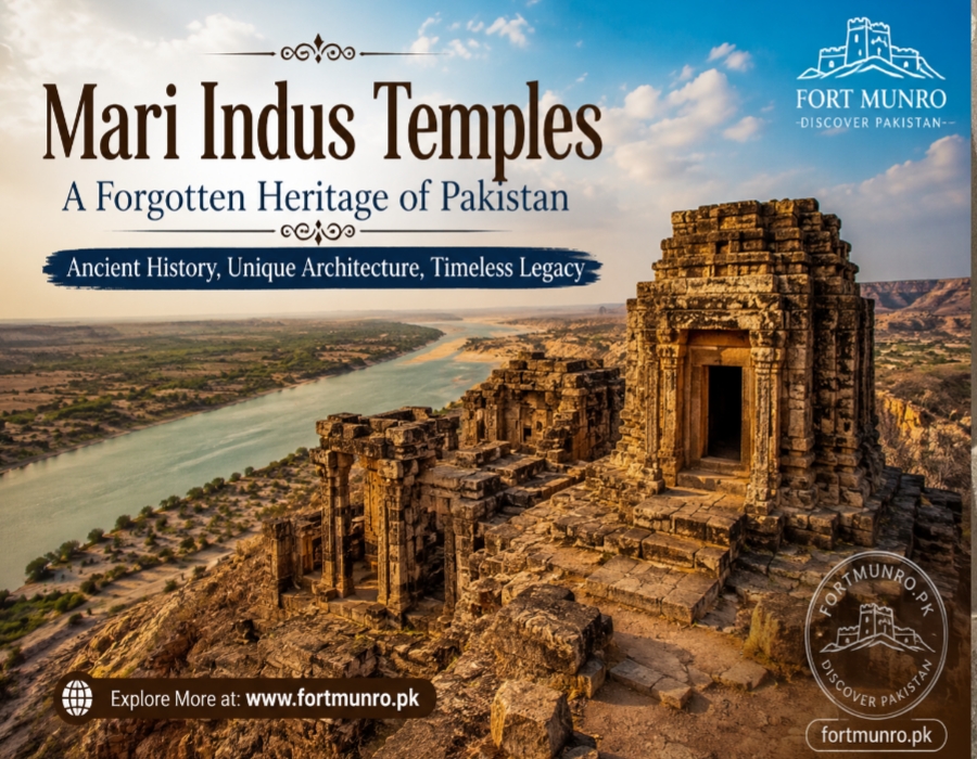 Mari Indus Temples standing on a hilltop overlooking the Indus River in Mianwali, Pakistan