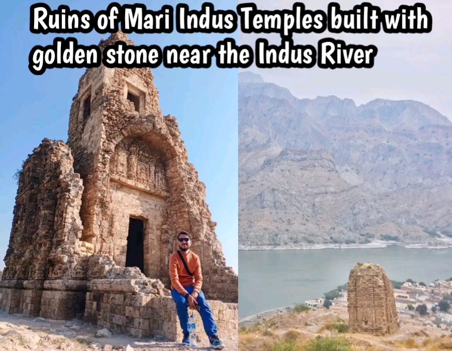 Ruins of Mari Indus Temples built with golden stone near the Indus River
