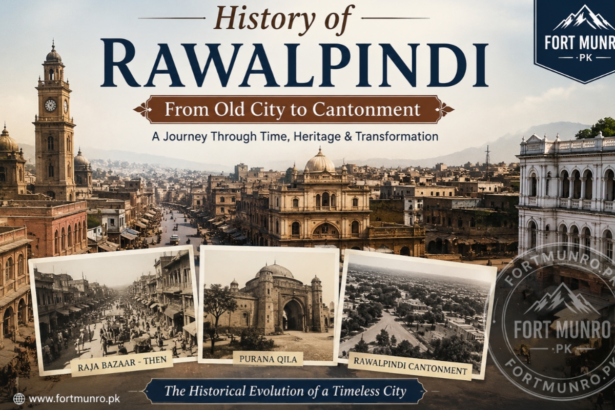 Historic view of Rawalpindi city showcasing Raja Bazaar and old neighborhoods