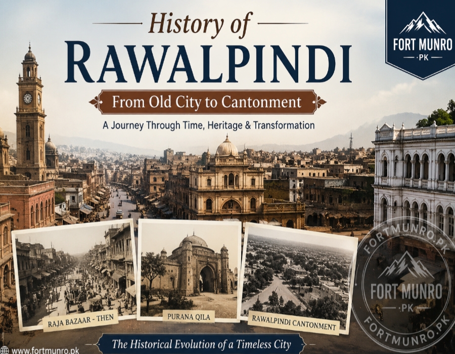 Historic view of Rawalpindi city showcasing Raja Bazaar and old neighborhoods
