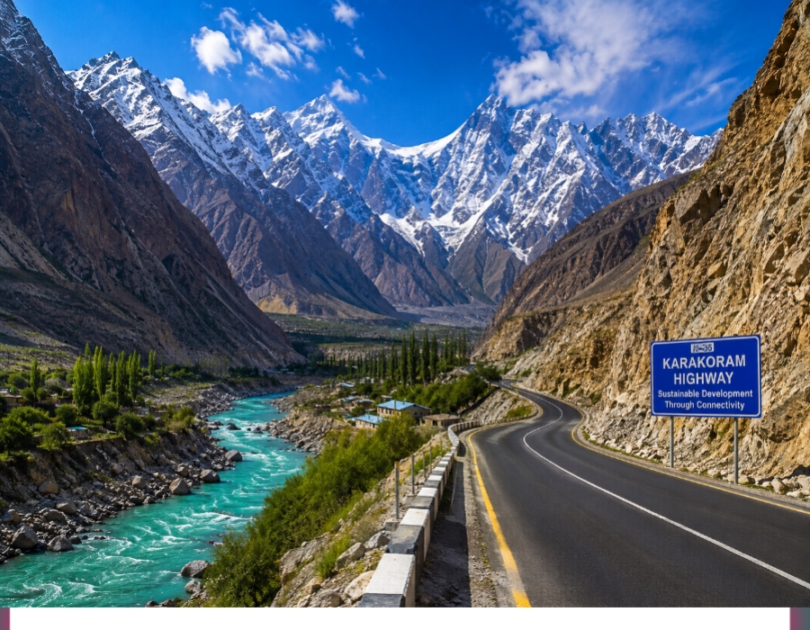 The iconic Passu Cones rise dramatically near the Karakoram Highway in Hunza Valley, surrounded by glaciers and rugged mountain landscapes.