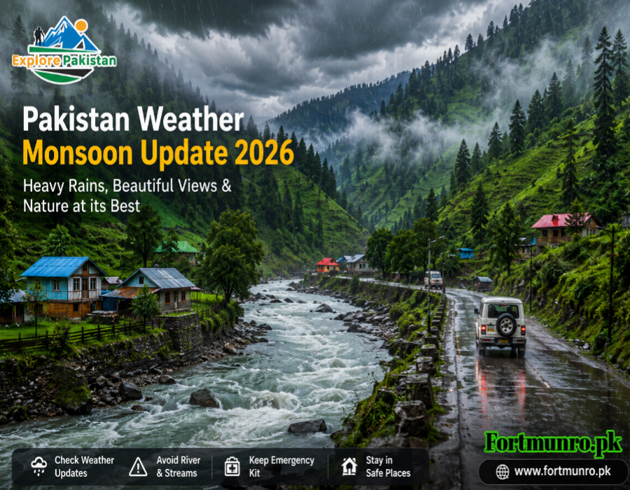 Monsoon rainfall in northern Pakistan mountains and valley
