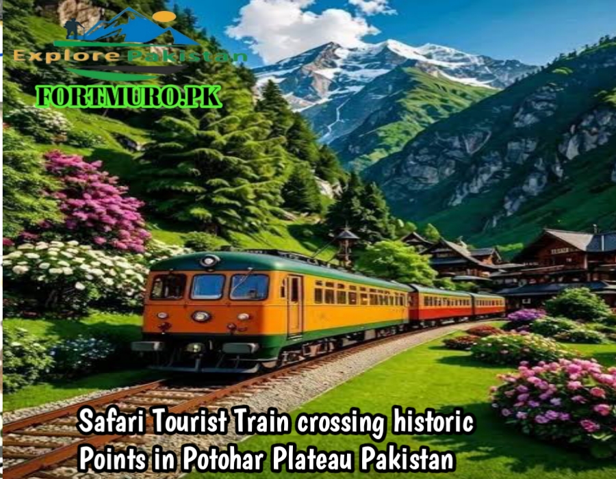 Thar Desert Train Safari crossing desert landscape in Sindh Pakistan