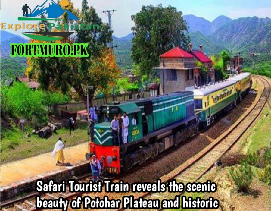 Safari Tourist Train crossing historic bridge in Potohar Plateau Pakistan
