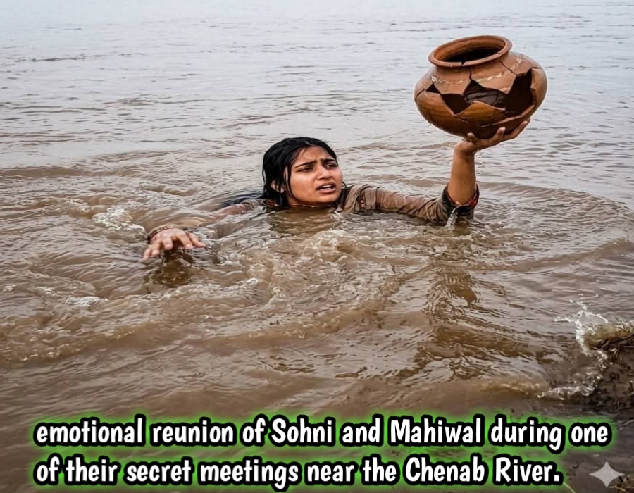 Sohni and Mahiwal meeting near Chenab River