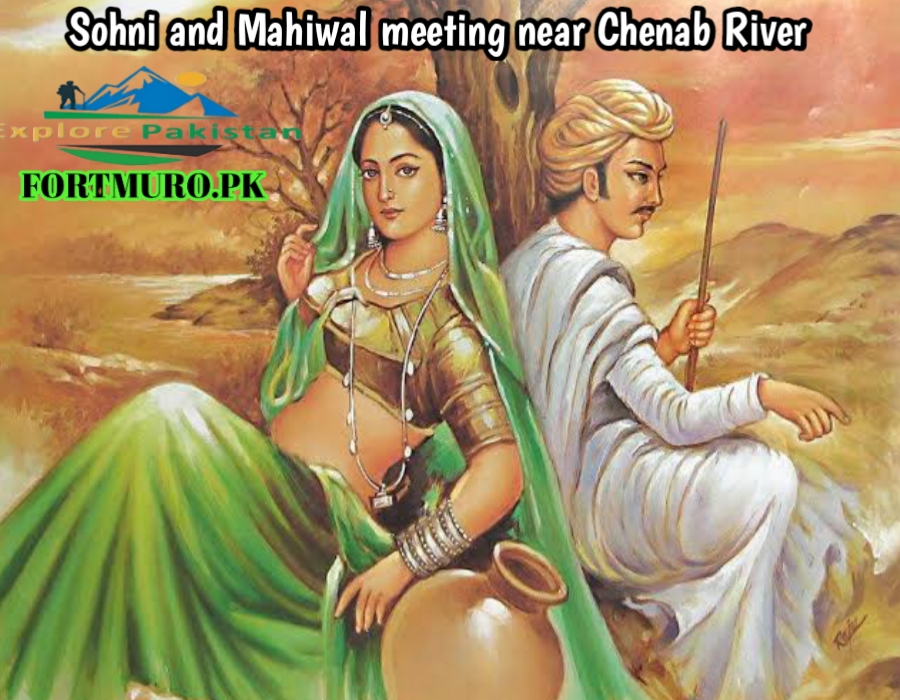 Sohni and Mahiwal meeting near Chenab River