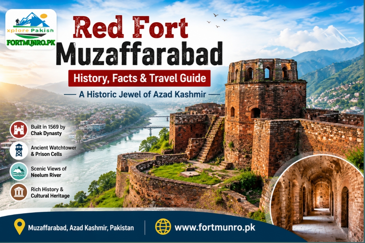 Red Fort Muzaffarabad in Azad Kashmir with historic stone walls and scenic mountain views