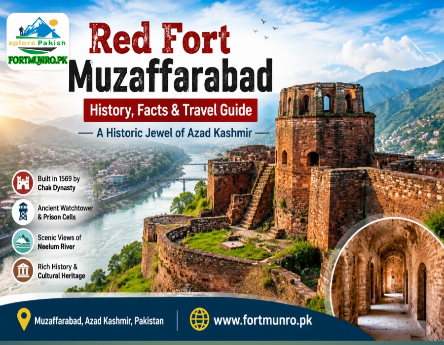 Red Fort Muzaffarabad in Azad Kashmir with historic stone walls and scenic mountain views