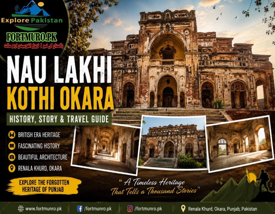 Nau Lakhi Kothi Okara surrounded by trees and natural landscape
