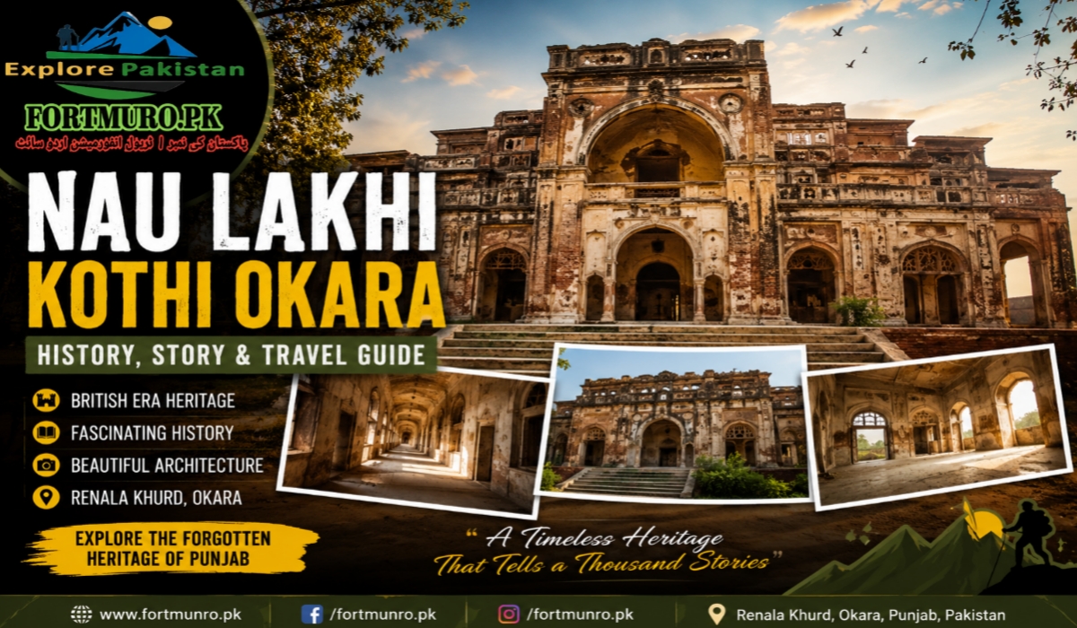 Old corridors and rooms of Nau Lakhi Kothi with colonial architecture Pakistan