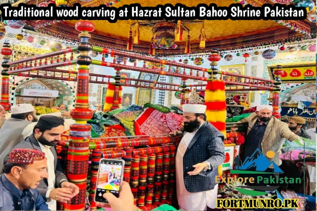 Traditional wood carving at Hazrat Sultan Bahoo Shrine Pakistan