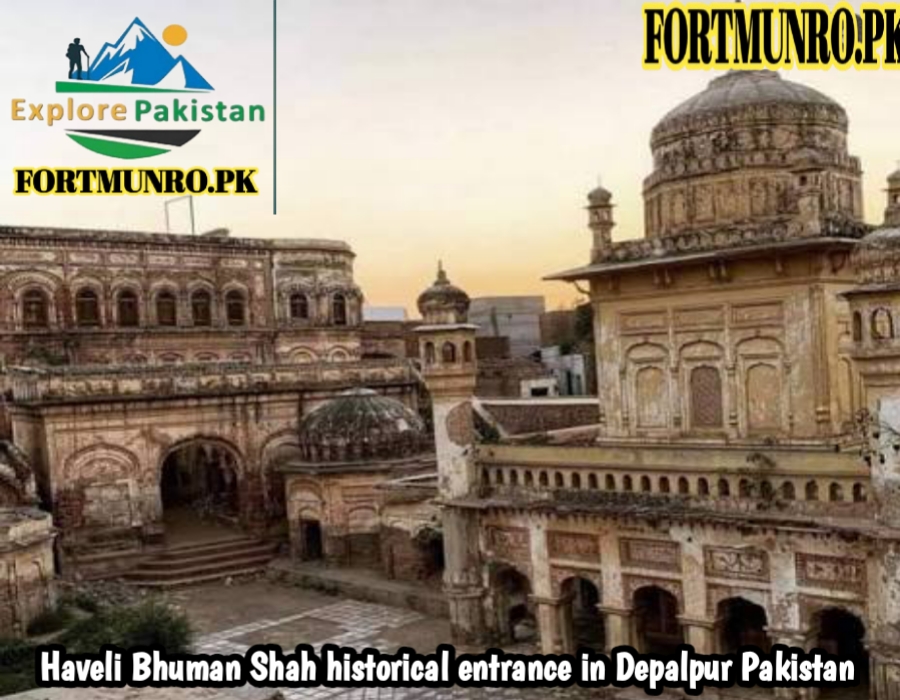 Haveli Bhuman Shah—a massive fort-like complex dating back to the era of the Udasi Sikhs—features an impressive central gateway flanked by octagonal turrets and delicate terracotta figures. Once a thriving spiritual and administrative center