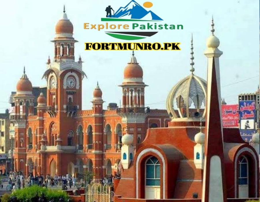 Night view of illuminated Multan Clock Tower Pakistan